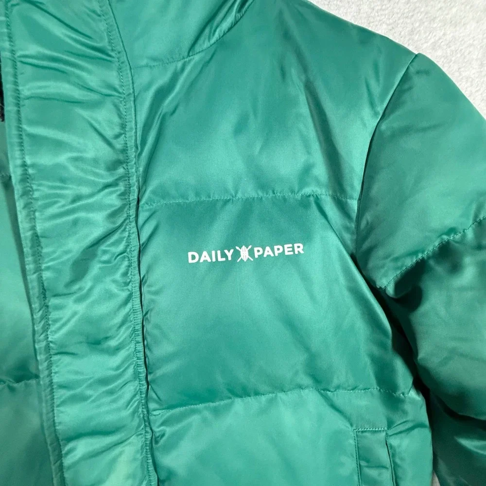 Daily Paper Mens Unisex Down Puffer Jacket Teal Green Size Small 18F1OU01